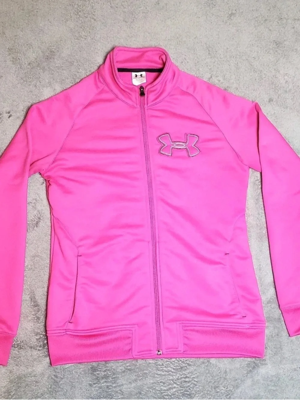 Under Armour Girls Bright Pink Zip-Up Athletic Jacket